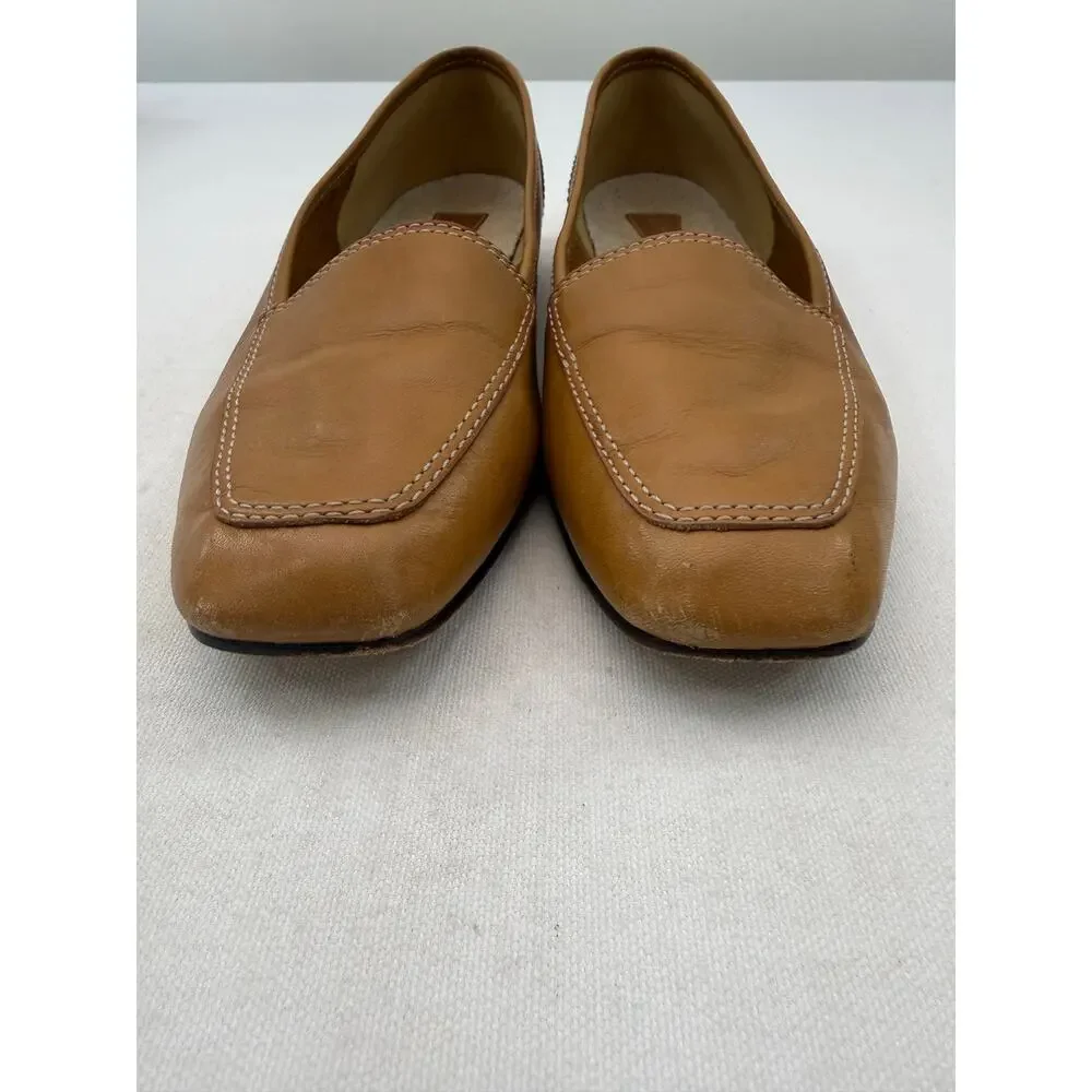 Enzo Angiolini‎ Tan Liberty Leather Square Toe Classic Loafers Size 8M